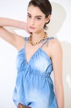TOP CHAMBRAY SABBIATO ALLACCIATO DT BLU CHIARO