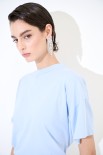 T-SHIRT OVER PARICOLLO CELESTE