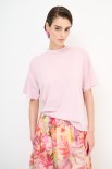 T-SHIRT OVER PARICOLLO ROSA