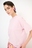 T-SHIRT OVER PARICOLLO ROSA