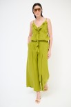 PANTA LUNGO PALAZZO LINO/VISCOSA AVOCADO