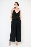 PANTA LUNGO PALAZZO LINO/VISCOSA NERO