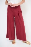 PANTA LUNGO PALAZZO LINO/VISCOSA ROSSO INDIA