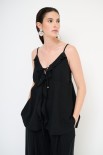 TOP ROUCHES DAVANTI SPALLINA LINO NERO