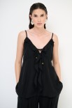 TOP ROUCHES DAVANTI SPALLINA LINO NERO