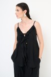TOP ROUCHES DAVANTI SPALLINA LINO NERO