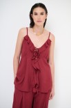 TOP ROUCHES DAVANTI SPALLINA LINO ROSSO INDIA