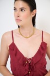 TOP ROUCHES DAVANTI SPALLINA LINO ROSSO INDIA