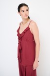 TOP ROUCHES DAVANTI SPALLINA LINO ROSSO INDIA