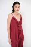 TOP ROUCHES DAVANTI SPALLINA LINO ROSSO INDIA