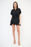 MINIGONNA CON ROUCHES NERO