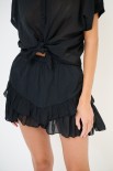 MINIGONNA CON ROUCHES NERO