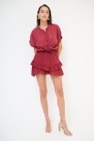 MINIGONNA CON ROUCHES ROSSO INDIA