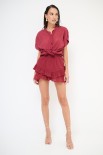 MINIGONNA CON ROUCHES ROSSO INDIA