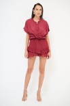 MINIGONNA CON ROUCHES ROSSO INDIA