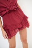 MINIGONNA CON ROUCHES ROSSO INDIA