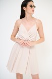 VESTITO SPALLINE VISCOSA BEIGE