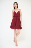 VESTITO SPALLINE VISCOSA BORDEAUX