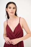 VESTITO SPALLINE VISCOSA BORDEAUX