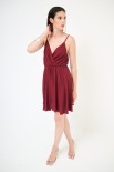 VESTITO SPALLINE VISCOSA BORDEAUX