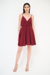VESTITO SPALLINE VISCOSA BORDEAUX