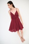 VESTITO SPALLINE VISCOSA BORDEAUX