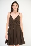 VESTITO SPALLINE VISCOSA MORO