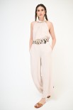 PANTALONE AMPIO CON CINTURA VISCOSA BEIGE