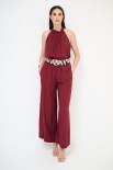 PANTALONE AMPIO CON CINTURA VISCOSA BORDEAUX