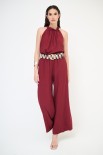 PANTALONE AMPIO CON CINTURA VISCOSA BORDEAUX