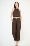 PANTALONE AMPIO CON CINTURA VISCOSA MORO