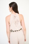 TOP AMERICANA CON FIOCCO DT VISCOSA BEIGE