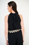 TOP AMERICANA CON FIOCCO DT VISCOSA NERO