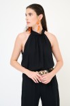 TOP AMERICANA CON FIOCCO DT VISCOSA NERO