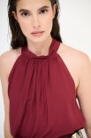TOP AMERICANA CON FIOCCO DT VISCOSA BORDEAUX