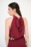 TOP AMERICANA CON FIOCCO DT VISCOSA BORDEAUX
