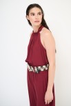 TOP AMERICANA CON FIOCCO DT VISCOSA BORDEAUX