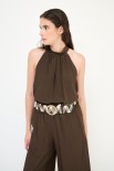 TOP AMERICANA CON FIOCCO DT VISCOSA MORO