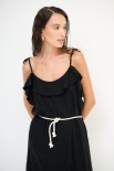 ABITO GALA SCOLLO LACCINI+ CINTURA CORDINO NERO