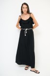 ABITO GALA SCOLLO LACCINI+ CINTURA CORDINO NERO