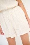 SHORT CON ELASTICO MISTO LINO RICAMO NATURALE