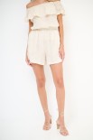 SHORT CON ELASTICO MISTO LINO RICAMO NATURALE