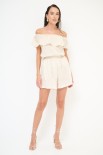 SHORT CON ELASTICO MISTO LINO RICAMO NATURALE