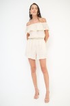 SHORT CON ELASTICO MISTO LINO RICAMO NATURALE