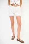 SHORTS TULLE CON RICAMO MACRAME BIANCO