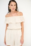 TOP SHIFFER MISTO LINO RICAMO NATURALE