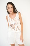 TOP CROP MACRAME BIANCO