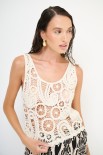 TOP CROP MACRAME BEIGE
