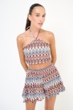 TOP CROP LACCIO COLLO RUGGINE