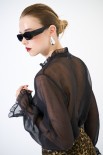 CAMICIA ROUCHES COLLO MANICHE NERO
